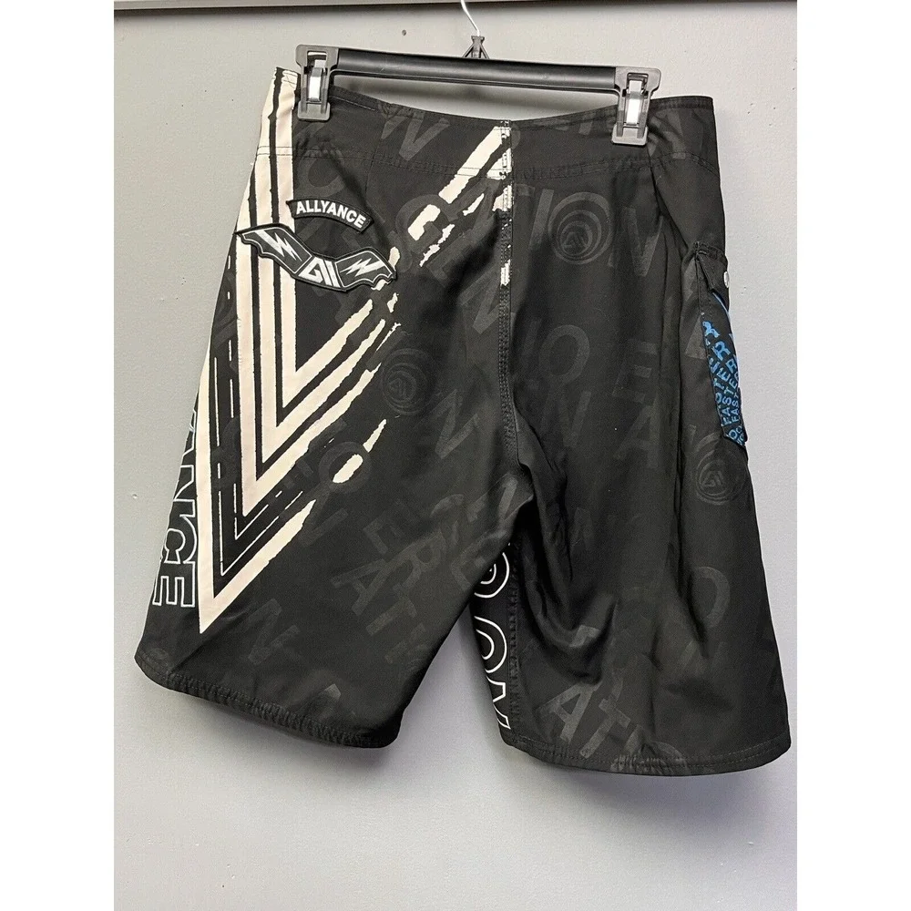 Allyance Board Shorts Mens 30 Black‎ No Generation Graphic Print Surf Skate Y2K